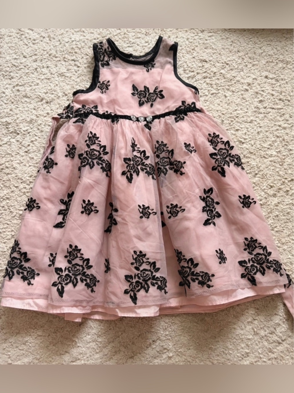 Bella by Marmellata Toddler Girl's Pink Floral Embroidered Sleeveless Dress 3T